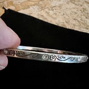 Brighton Floral Silver & Stone Bangle Bracelet